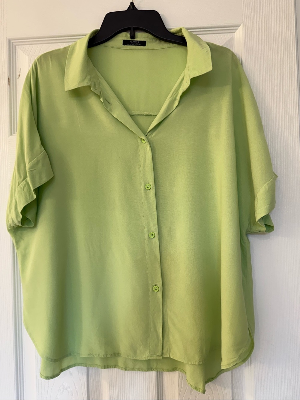 Relaxed Light Green Button-Front Women's Shirt
